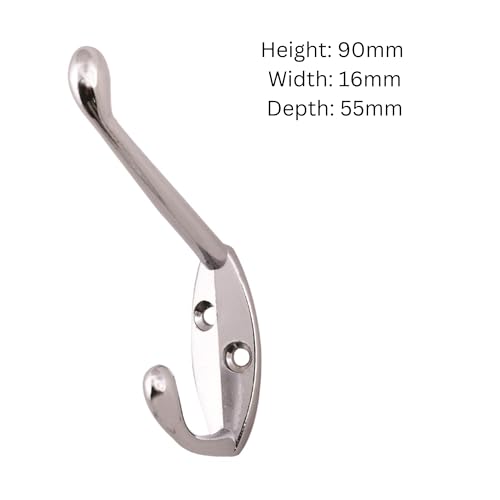 Aretro Double Vertical Robe Coat Hooks,Heavy Duty Extra Heavy Duty Door & Wall Mountable, Coat, Robe, Clothes Hanger for Bathroom, Bedroom, Living Room, Hallway (Polished Brass, Pkt of 2)