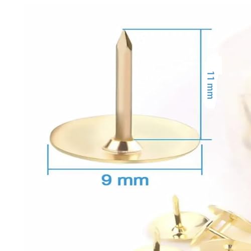 Aretro Quality Brass Gold Effect Drawing Pins Thumb Tacs for Pin boards Corkboards Wall Ceiling Offices Homes Businesses 100 pack