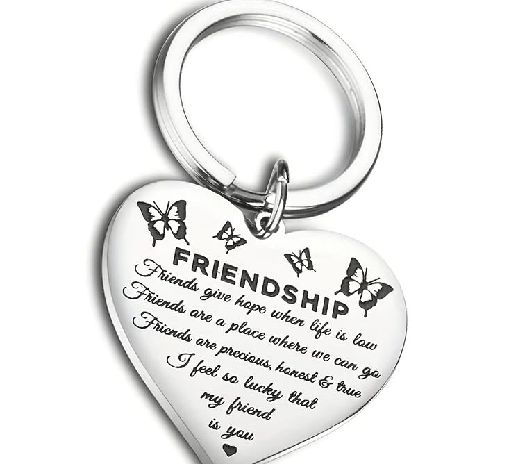 Aretro Stainless Steel Friendship keyring I feel so lucky that my friend is you