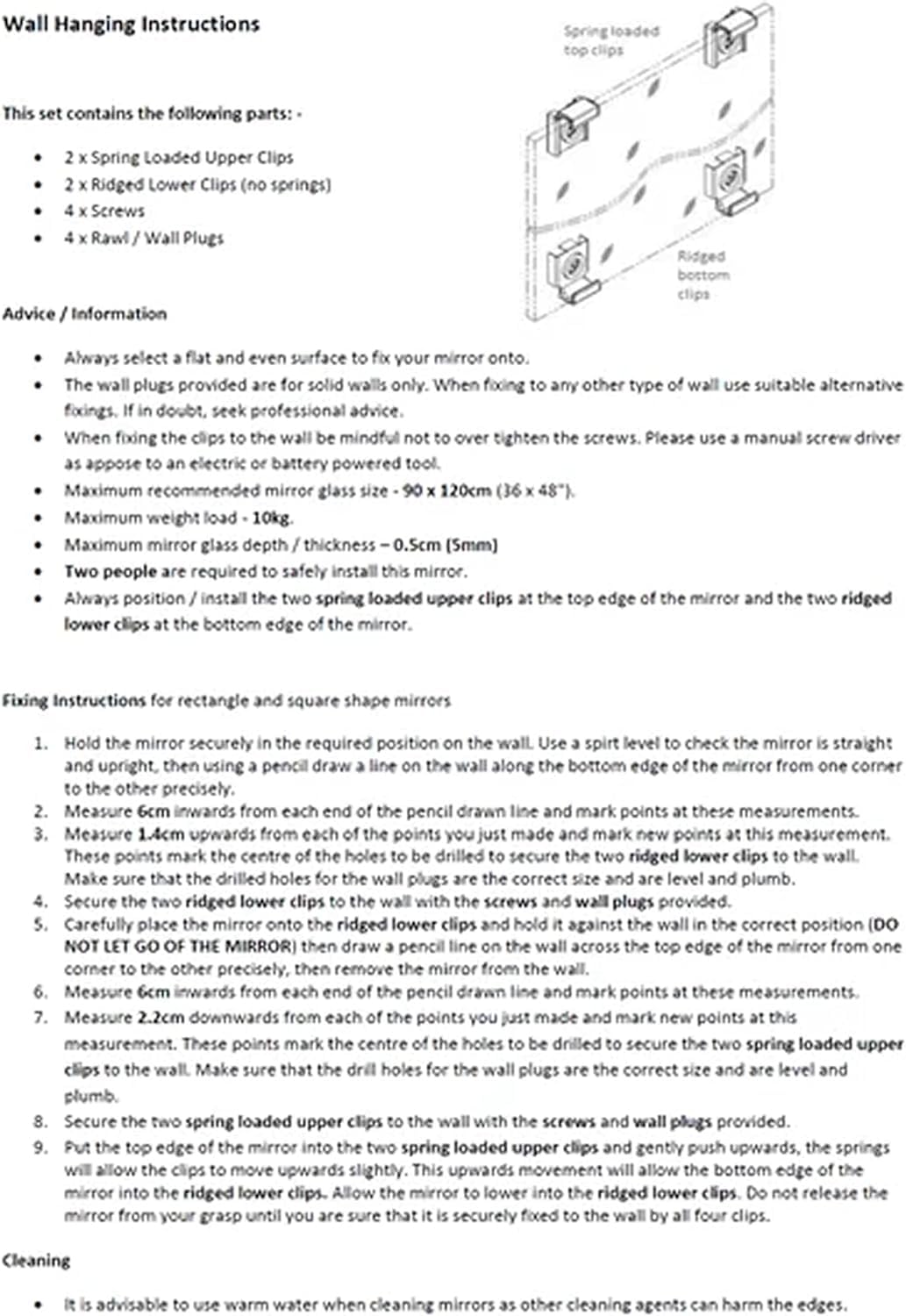 Aretro Chrome Frameless Metal Spring Loaded Mirror Clips Glass Wall Hanging Bathroom Toilet Fixing Kit Hanger with Fittings