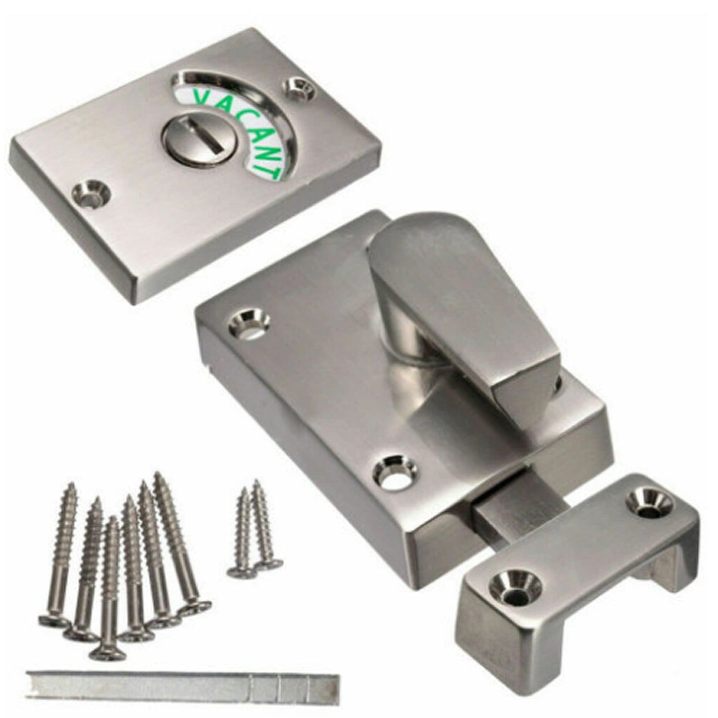 Aretro Satin Chrome Stainless Steel Effect Polished Brass Vacant Engaged Indicator Bolt Bathroom Door Lock Toilet Latch WC Privacy Public Bathrooms Restrooms (Colour Indicator- Satin Chrome)