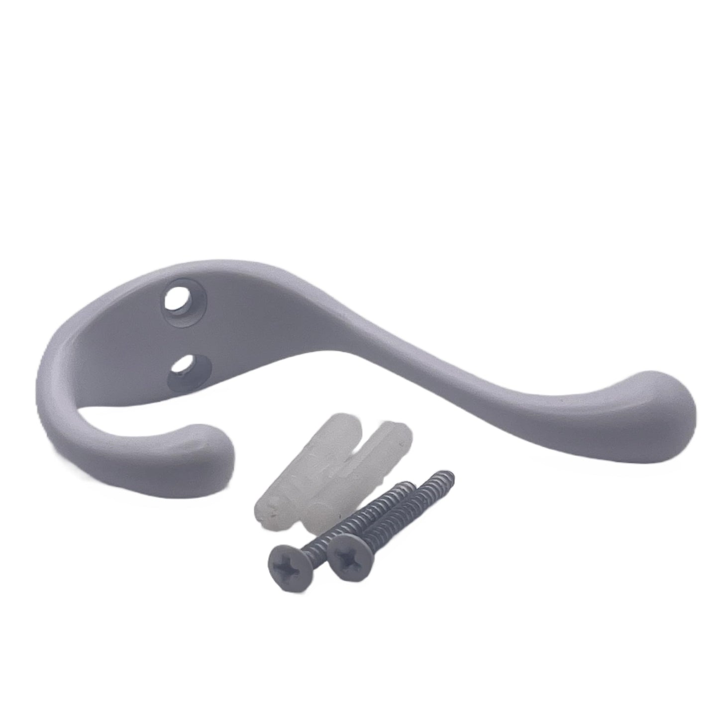 Aretro Heavy Duty White Double Hat & Coat Bath Robe Hook Hanger 90mm Holds 7.5kg Back of Door Wall Hook 1 Pack of 1