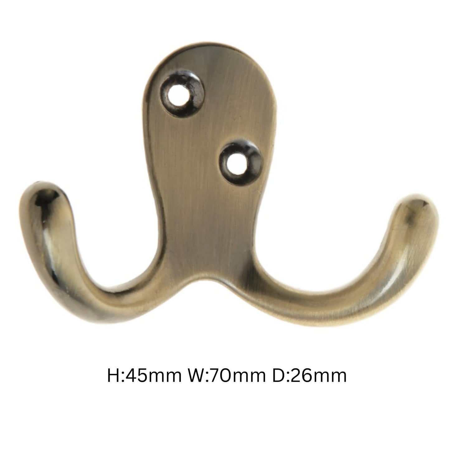 Aretro Hooks Hangers, Double Vertical Heavy Duty, Antique Brass, Robe Hook, Coat Hook, Back of Door, Wall Hanger (Double Vertical Heavy Duty, Antique Brass)