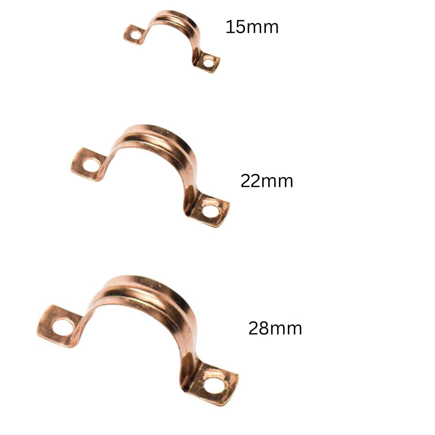 Aretro 15mm Copper Pipe Saddle Clips, Brackets, Pack of 10