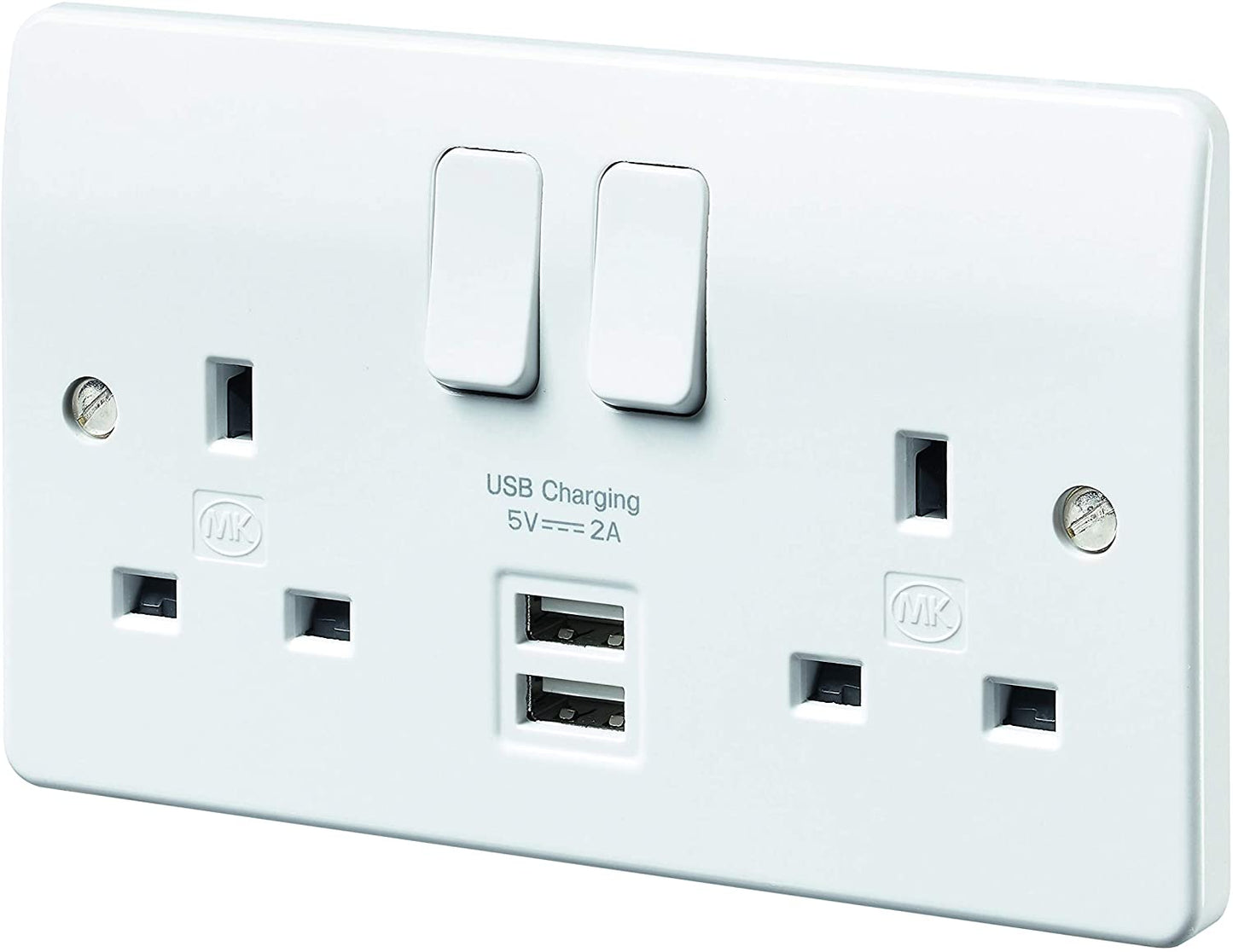 MK K2744 2 amp 2 port USB Charging Double Socket