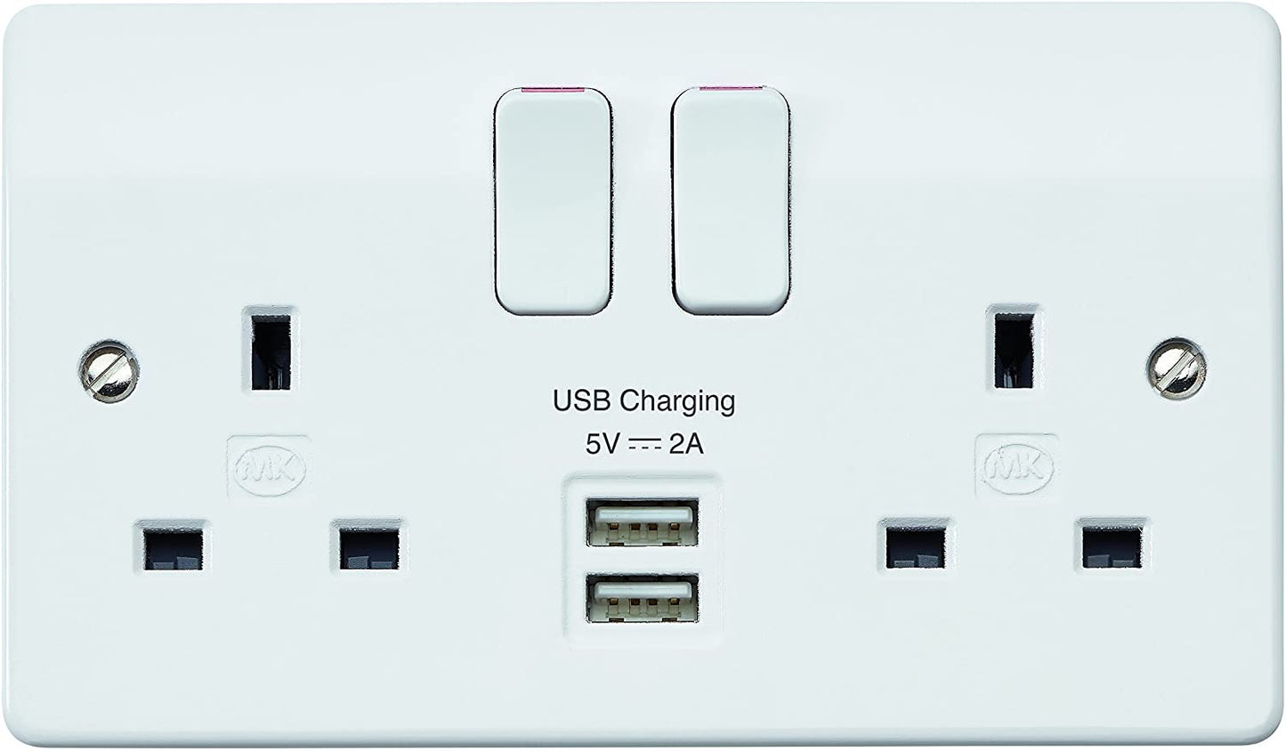 MK K2744 2 amp 2 port USB Charging Double Socket