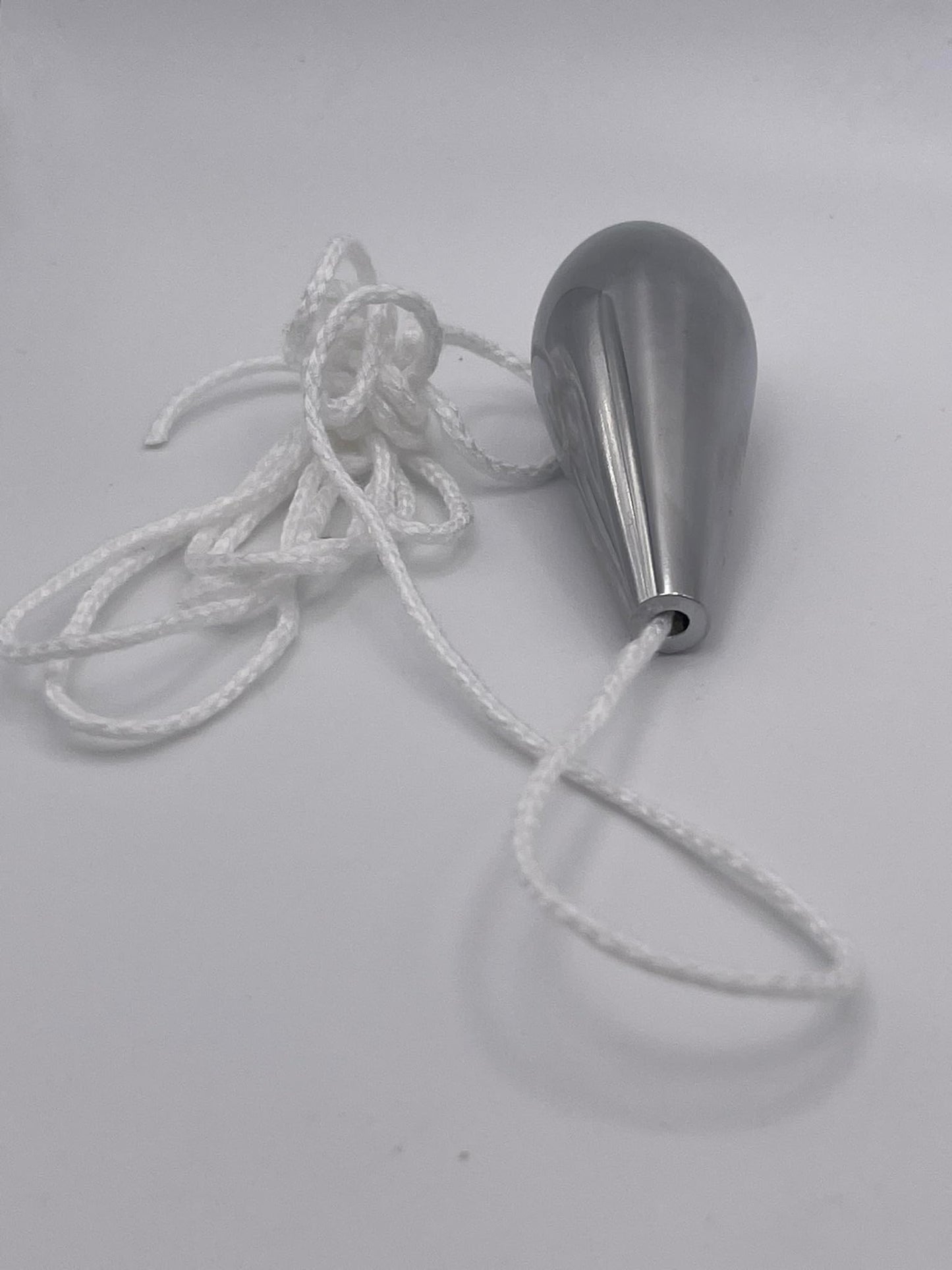 Aretro Designer Metal Polished Chrome Teardrop Bathroom Light Pull with 1m White Cord