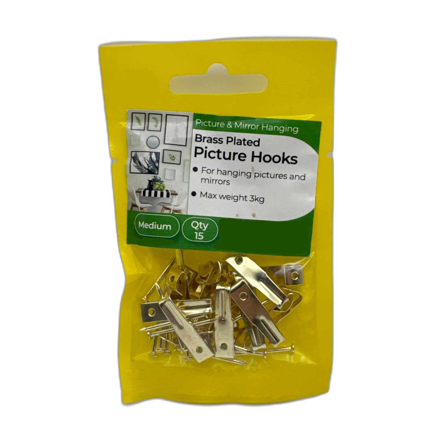 Aretro Brass Plated Picture Hanging Hooks Pictures Mirrors (Small, 3, Count)