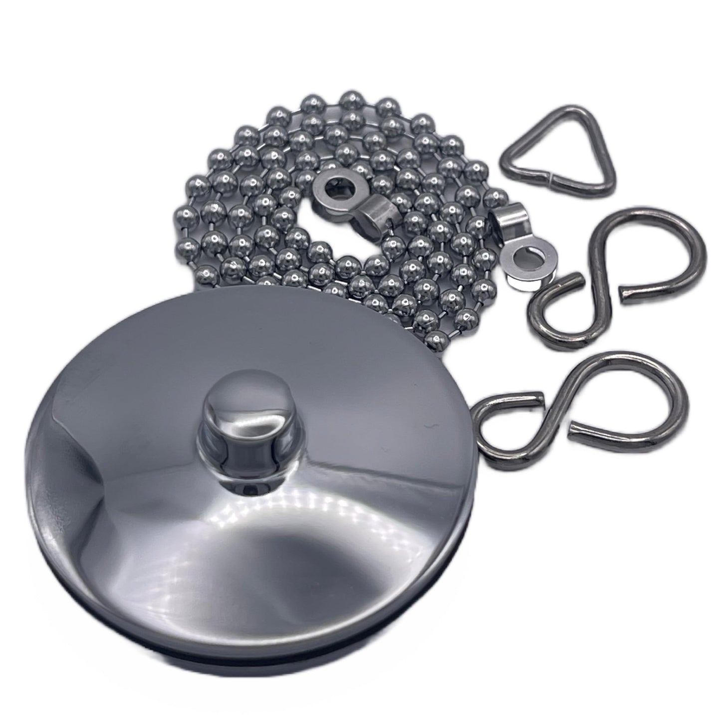 Aretro Polished Chrome Bath Sink Basin Plug Drain Stopper 1 3/4 44 mm with 450mm Chain or 1 1/2' 38mm with Ball Chain Stay Bathroom Toilet Kitchen