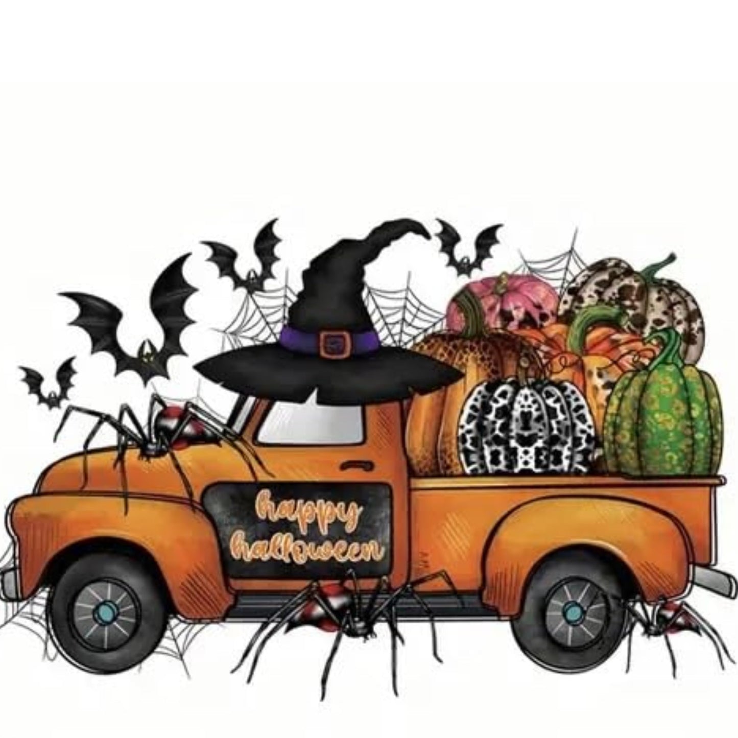 Aretro Heat Transfer Iron On Stickers Pumpkin Festival Patches for Clothing Printing Various Prints (Spooky Season)