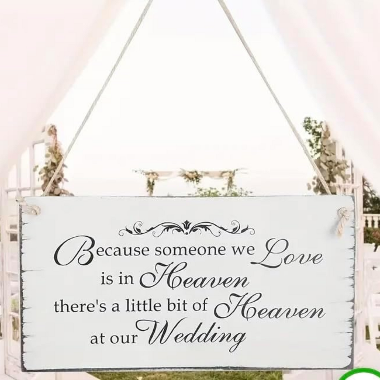 Aretro Because Someone We Love Is In Heaven There's A Little Bit Of Heaven At Our Wedding Freestanding Wooden Plaque Memorial Sign Table Decoration wall hanging back of chair hanging memorial plaque