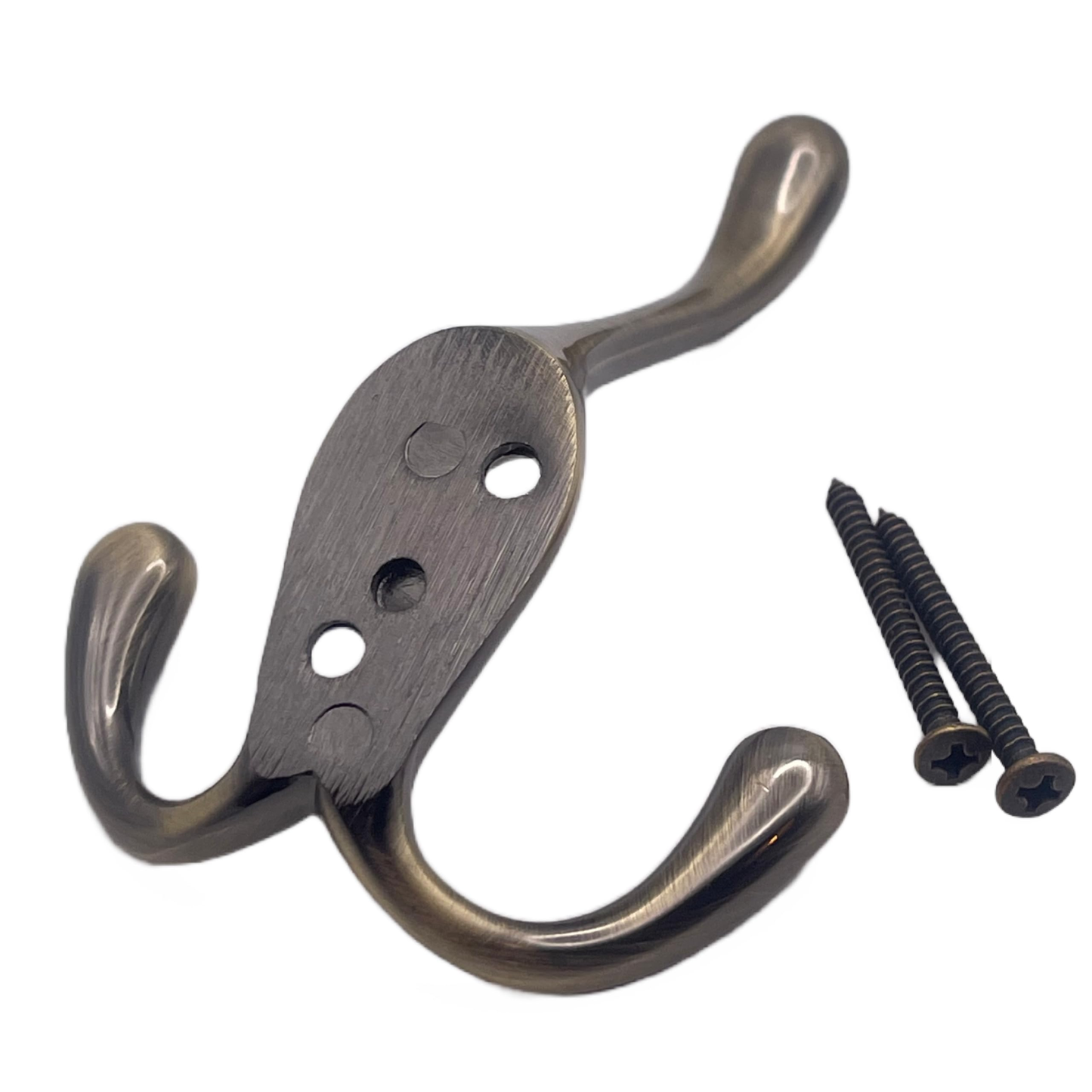 Aretro Antique Brass Effect Heavy Duty Three Prong Triple Back of Door Wall Hat Coat Robe Hanger Hook with Screws