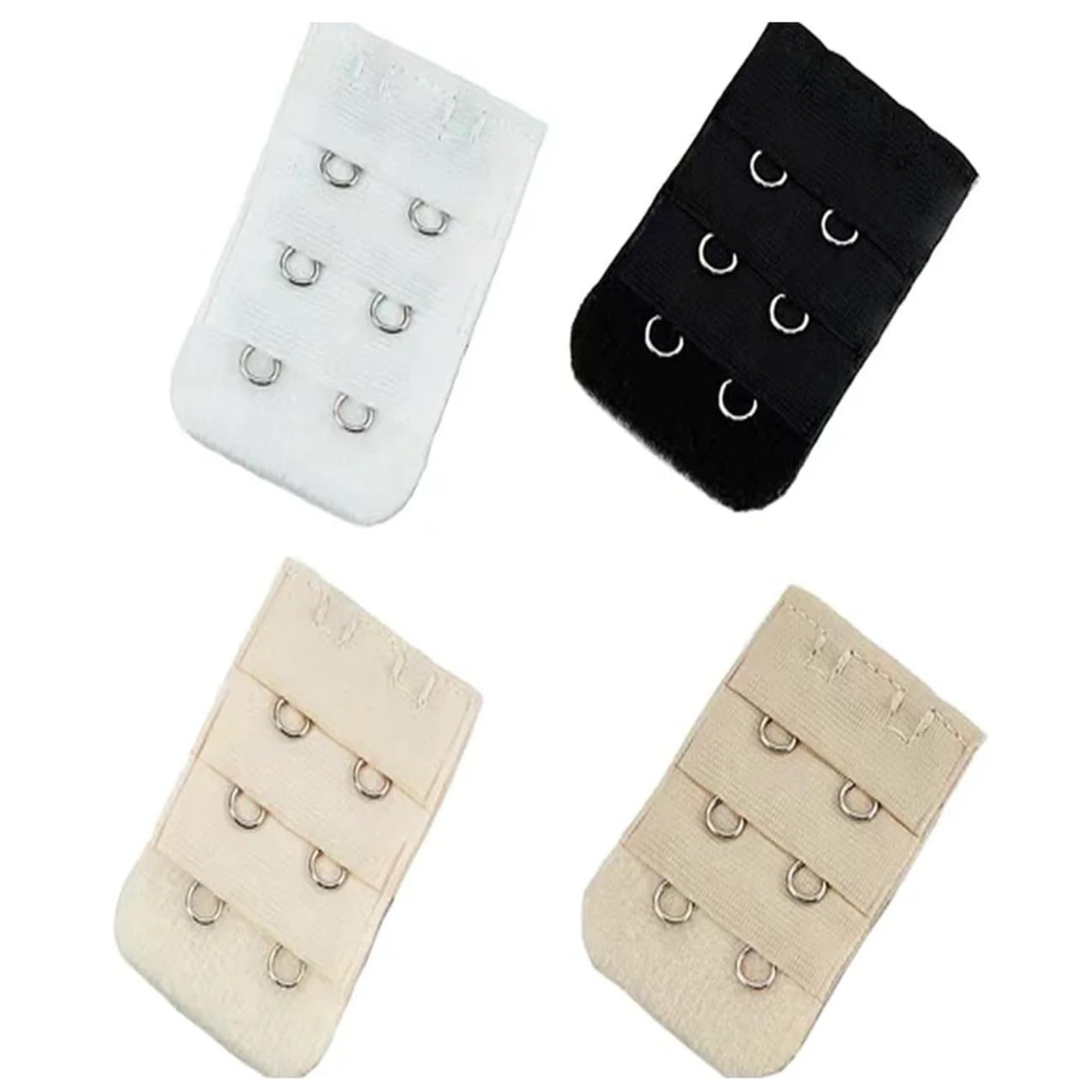 4 piece Assorted Colors Women 2-Hook 3 Rows Spacing Bra Extender Strap