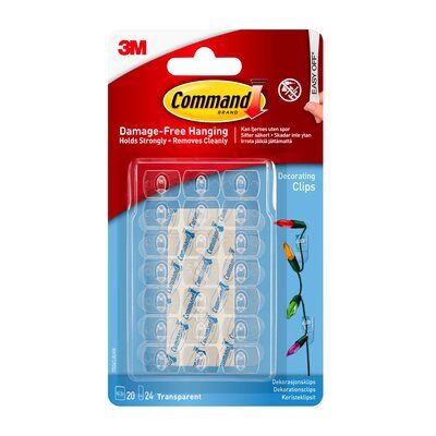 Command 17026 Decorating Clips  with Clear Strips Fairy Christmas Light hanging