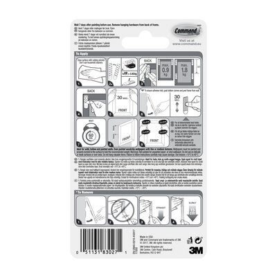 Command 17202  Small White Picture Hanging Strips, 4 Pairs