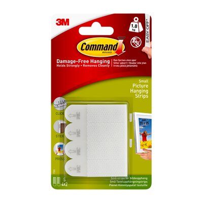 Command 17202  Small White Picture Hanging Strips, 4 Pairs