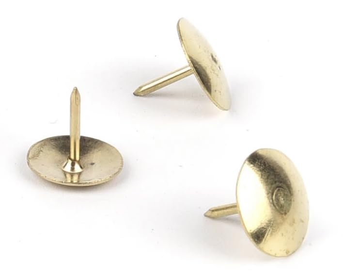 Aretro Quality Brass Gold Effect Drawing Pins Thumb Tacs for Pin boards Corkboards Wall Ceiling Offices Homes Businesses 100 pack
