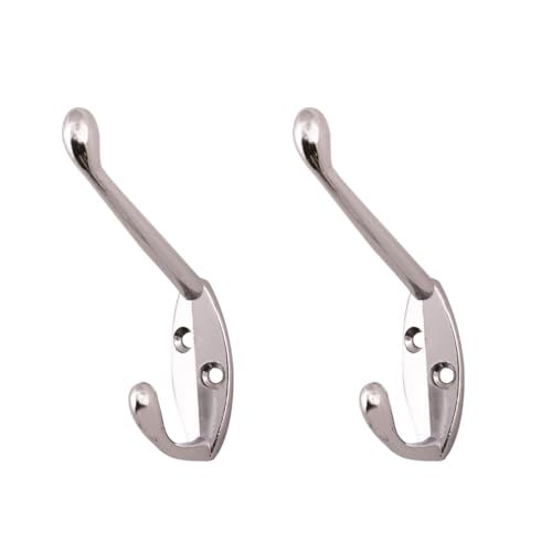 Aretro Double Vertical Robe Coat Hooks,Heavy Duty Extra Heavy Duty Door & Wall Mountable, Coat, Robe, Clothes Hanger for Bathroom, Bedroom, Living Room, Hallway (Polished Brass, Pkt of 2)
