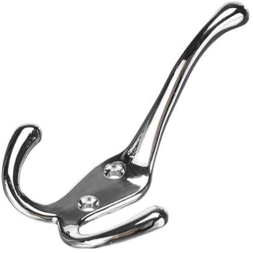 Aretro Triple Tri 3 Prong Robe Coat Hook with Screws Heavy Duty Extra Heavy Duty, Door & Wall Mountable, Robe, Clothes Hanger for Bathroom, Bedroom, (Polished Chrome, Extra Heavy Duty)