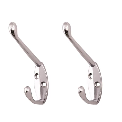 Aretro Double Vertical Robe Coat Hooks,Heavy Duty Extra Heavy Duty Door & Wall Mountable, Coat, Robe, Clothes Hanger for Bathroom, Bedroom, Living Room, Hallway (Polished Brass, Pkt of 2)