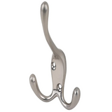 Aretro Satin Nickel  Three Prong Triple Back of Door Wall Hat Coat Robe Hanger Hook with Screws 10.5 cm