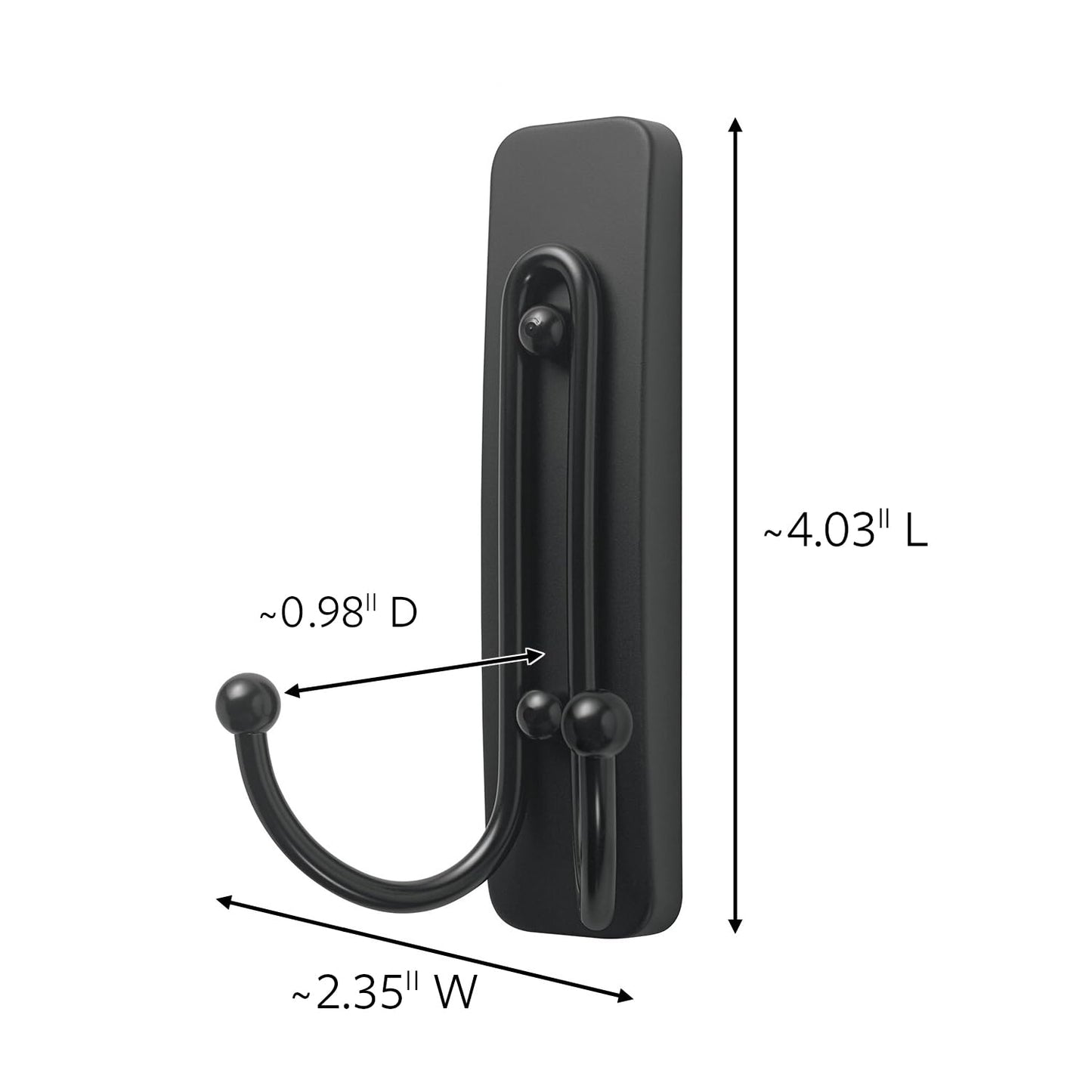 Command Large Double Bathroom Wall Hook, Matte Black - 1 Hook and 1 Water-Resistant Strip - Damage Free Hanging for Bath Towels