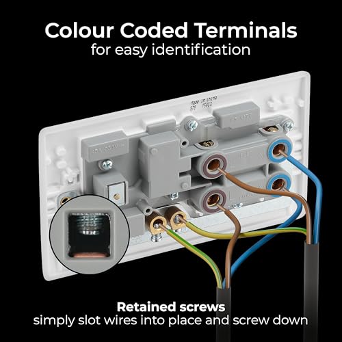BG Electrical Cooker Control Switch Unit with LED Power Indicator, Single Plate, Double Pole, Round Edge, Nexus 800 Series, White Moulded, 45A, 874