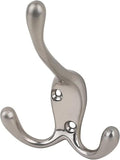 Aretro Satin Nickel  Three Prong Triple Back of Door Wall Hat Coat Robe Hanger Hook with Screws 10.5 cm