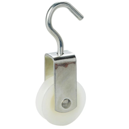 Aretro Zinc Plated Hook Pulley, 40mm Wheel, 9mm Rope Diameter, 15kg Max Load, perfect for setting up a washing line or other light-duty applications