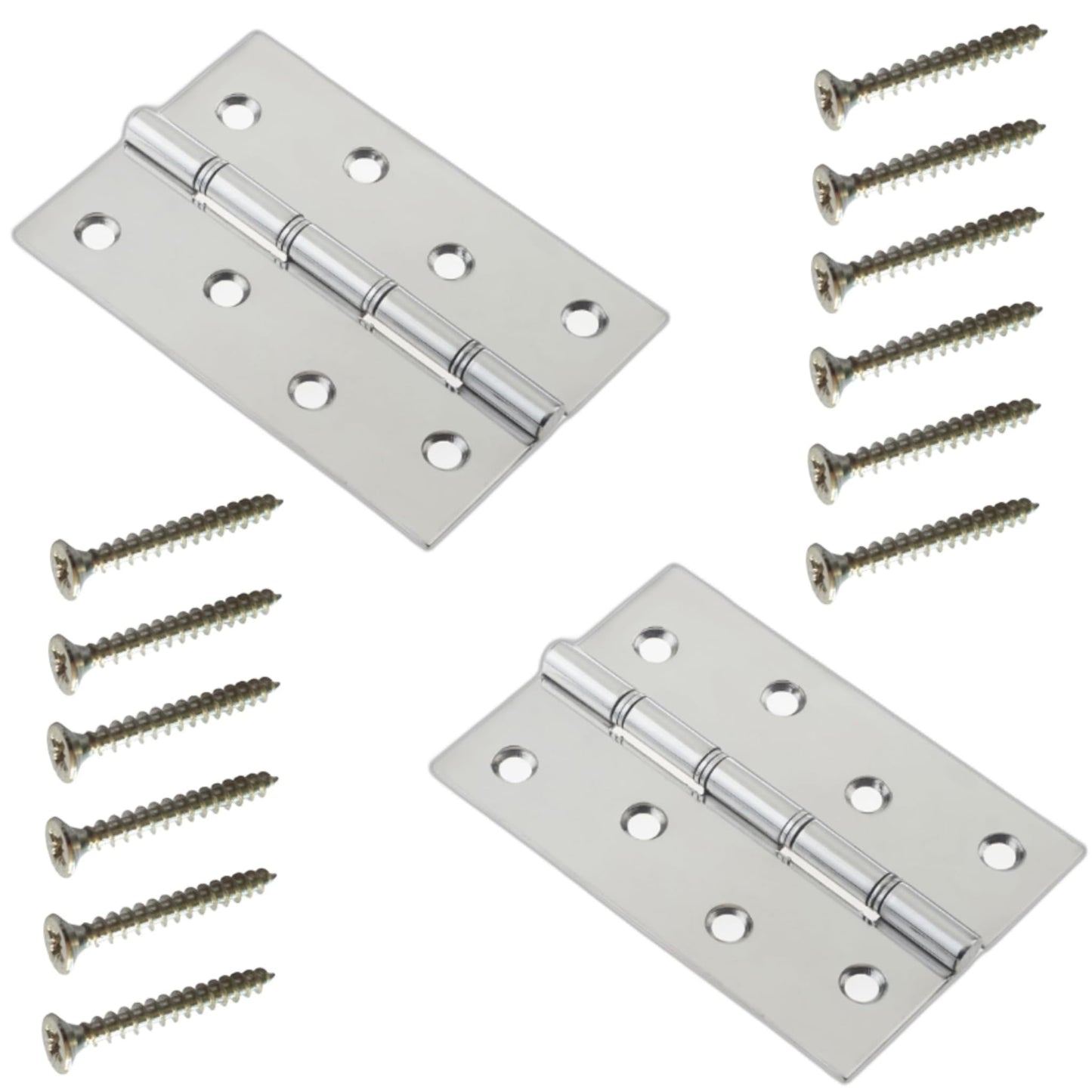 Aretro Doubled Washered Butt Hinges, 75mm, Chrome Plated, Includes Screws(Chrome Plated 75mm)