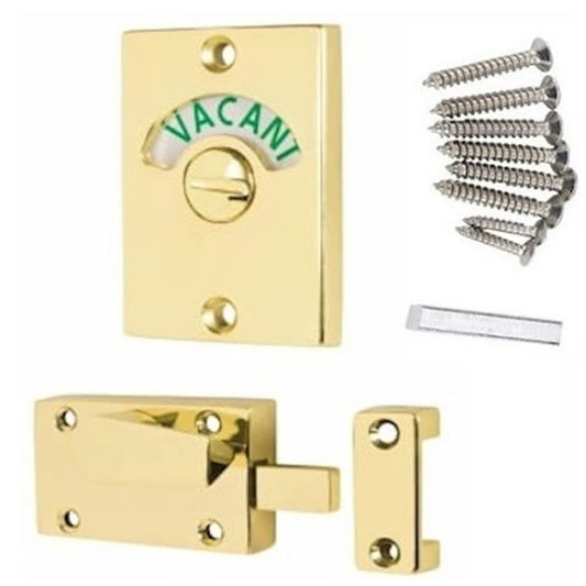 Aretro Satin Chrome Stainless Steel Effect Polished Brass Vacant Engaged Indicator Bolt Bathroom Door Lock Toilet Latch WC Privacy Public Bathrooms Restrooms (Colour Indicator- Satin Chrome)