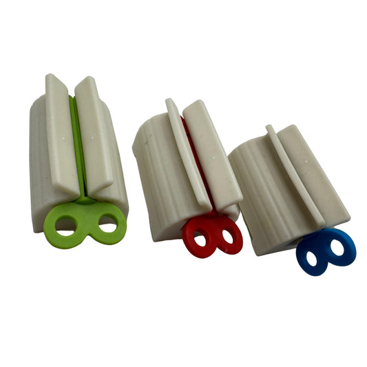 Aretro Toothpaste Squeezer, Set of 3, Rotating Handle, Blue, Green, Red Colours