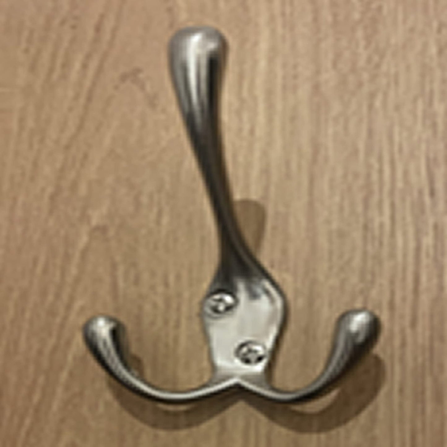 Aretro Satin Nickel Stainless Steel Look Three Prong Triple Back of Door Wall Hat Coat Robe Hanger Hook with Screws