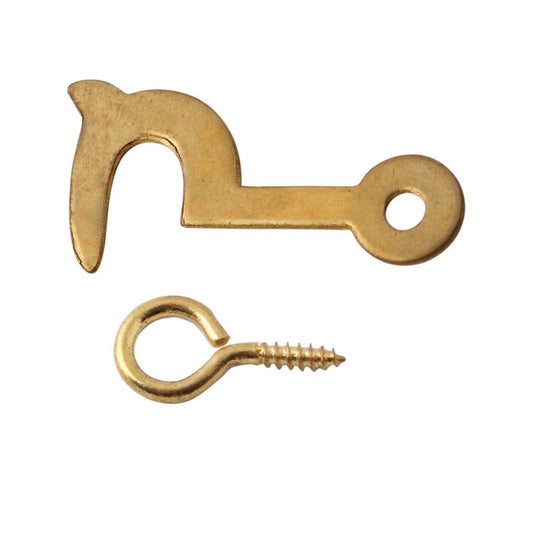 Aretro Side Hooks and Eyes Brass Plated Self Tapping Fastener Clasp Hooks for Picture Frame Mirror Jewellery Various Sizes (32mm)