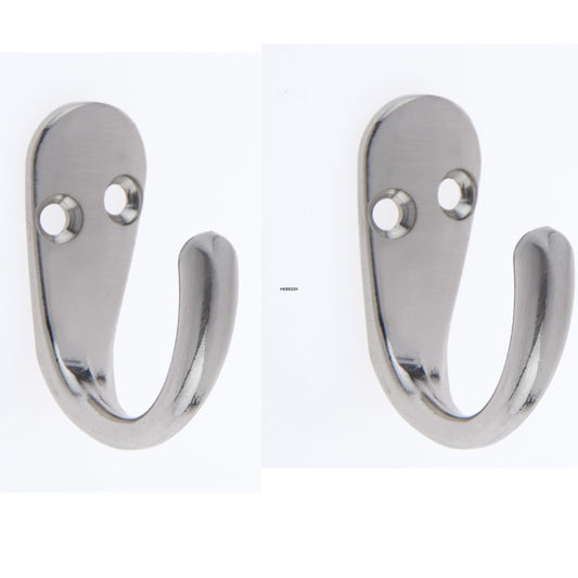 Aretro Single Robe Coat Hooks with Screws, Door & Wall Mountable, Coat, Robe, Clothes Hanger for Bathroom, Bedroom, Living Room, Hallway (1 Pack of 2) (Polished Chrome)