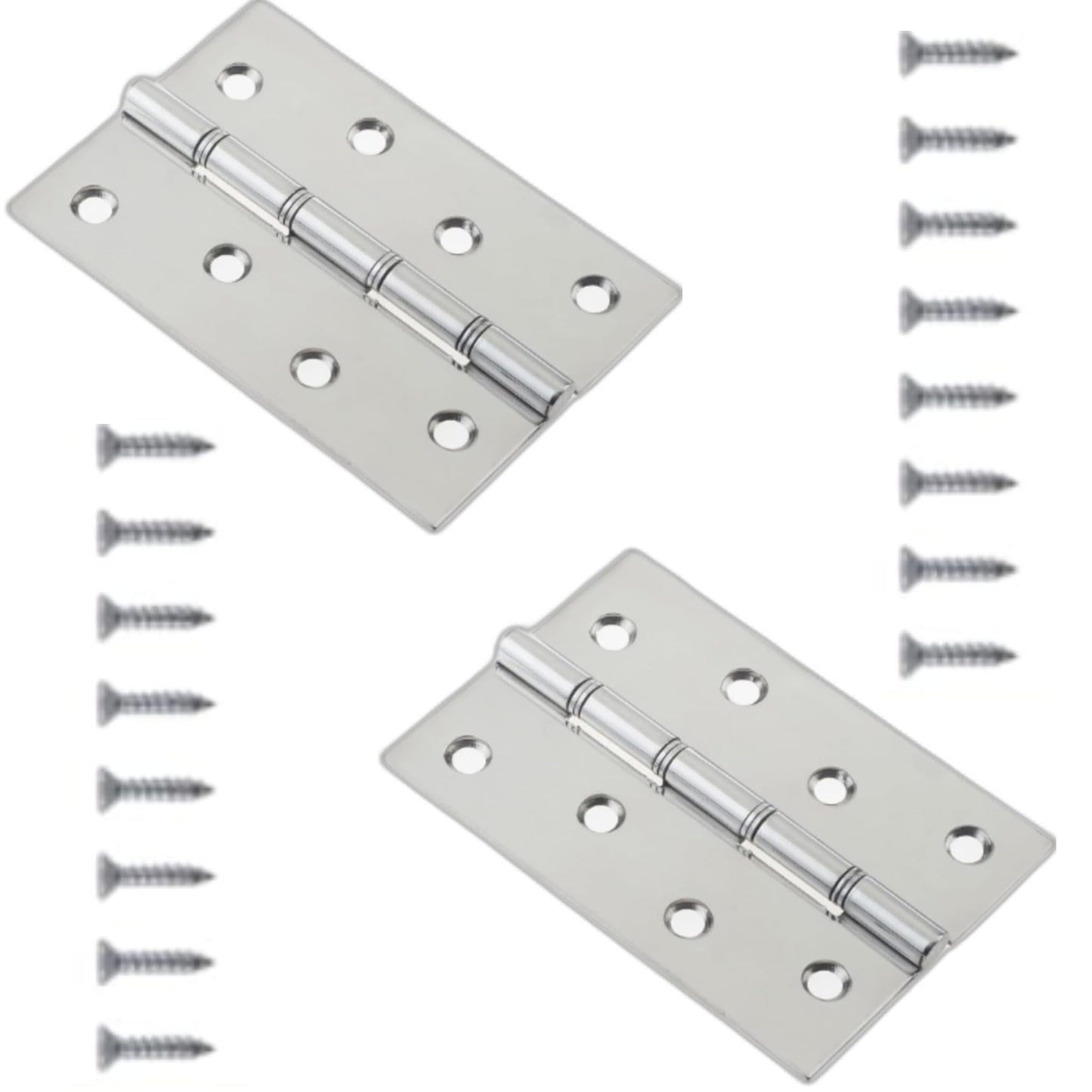 Aretro Doubled Washered Butt Hinges, 75mm, Chrome Plated, Includes Screws(Chrome Plated 75mm)