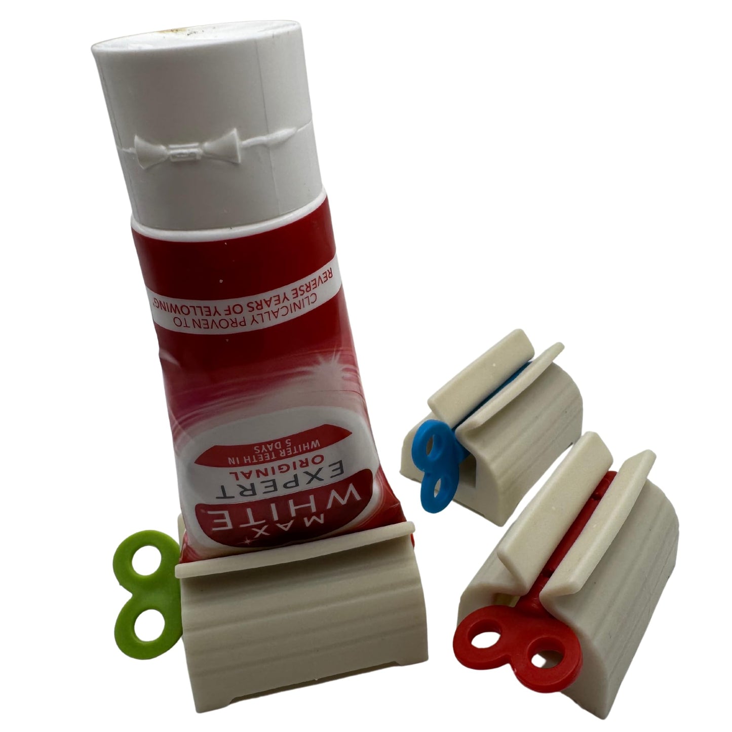 Aretro Toothpaste Squeezer, Set of 3, Rotating Handle, Blue, Green, Red Colours