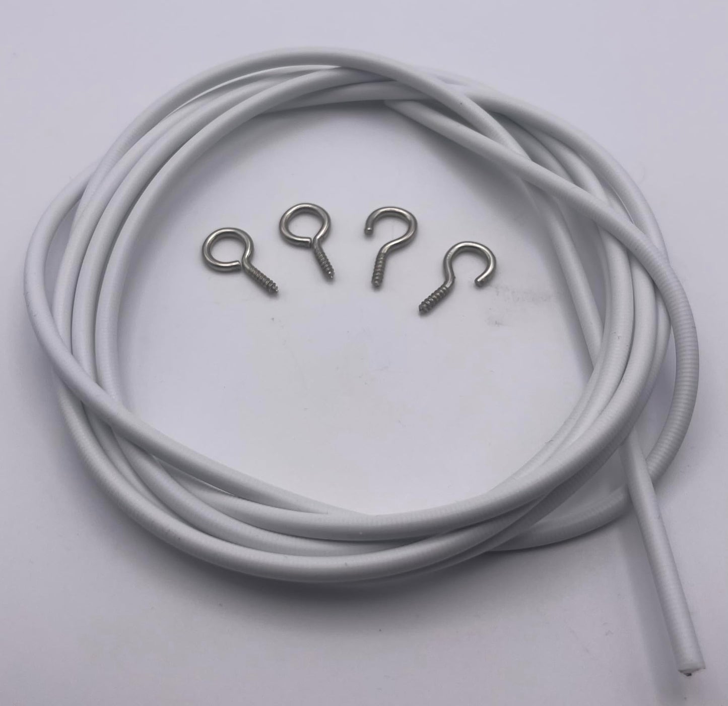 Aretro 1.8m White Net Curtain Wire Cord Cable with Hooks & Eyes for Hanging Net curtains, light curtains, voiles, etc Durable Strong Expandable Cut to Size (1.8m)