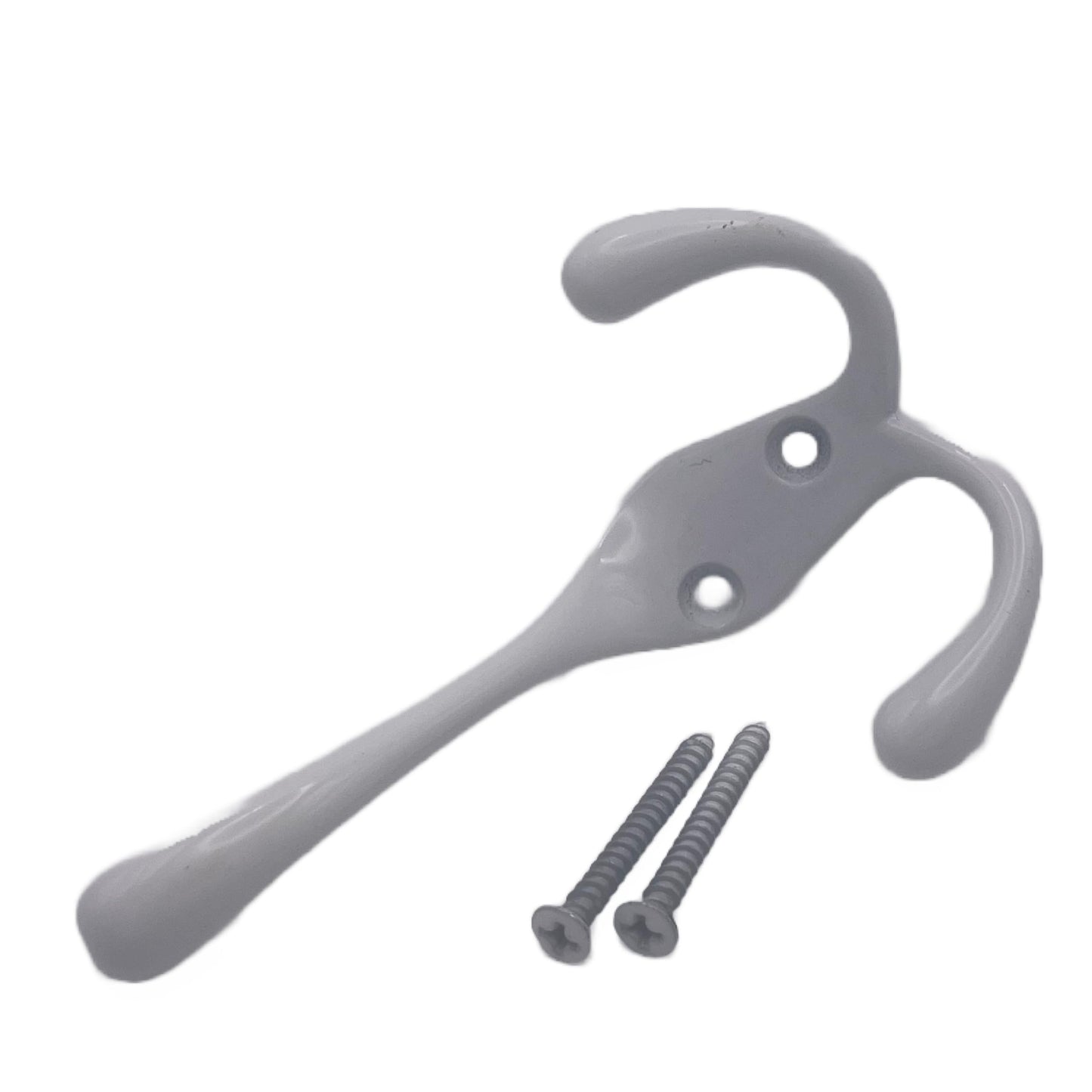 Aretro White Three Prong Triple Back of Door Wall Hat Coat Robe Hanger Hook with Screws