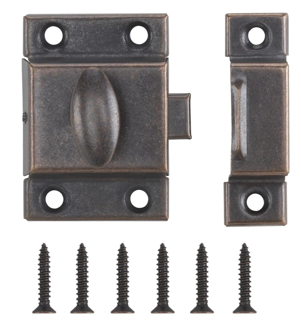 Aretro Cupboard Turn Catch, 40x50mm (2 inch) with Screws (Antique Plated)