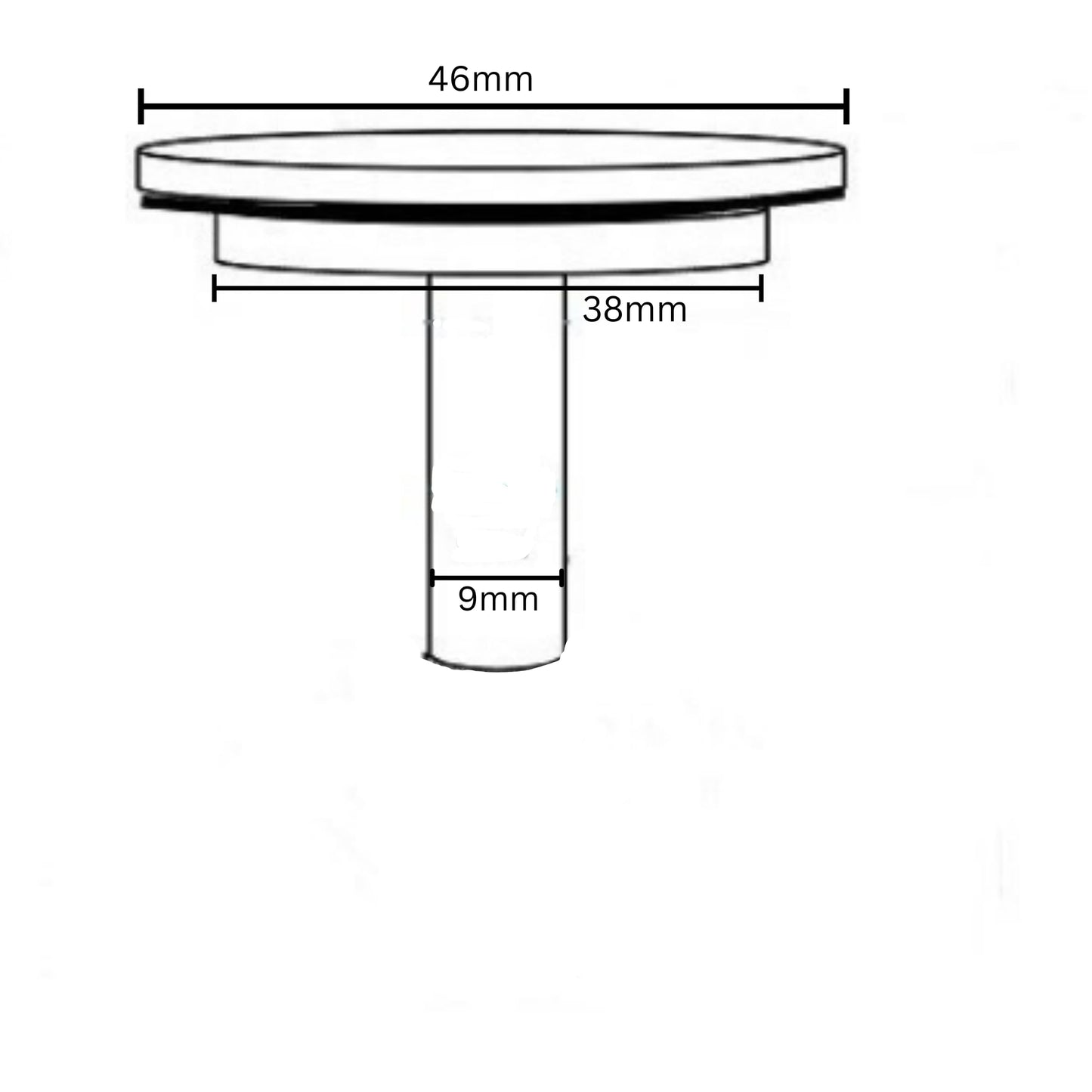 Aretro Polished Chrome Pop-Up Bath Plug, 46mm Diameter, 38mm Hole, Rubber Flat Seal