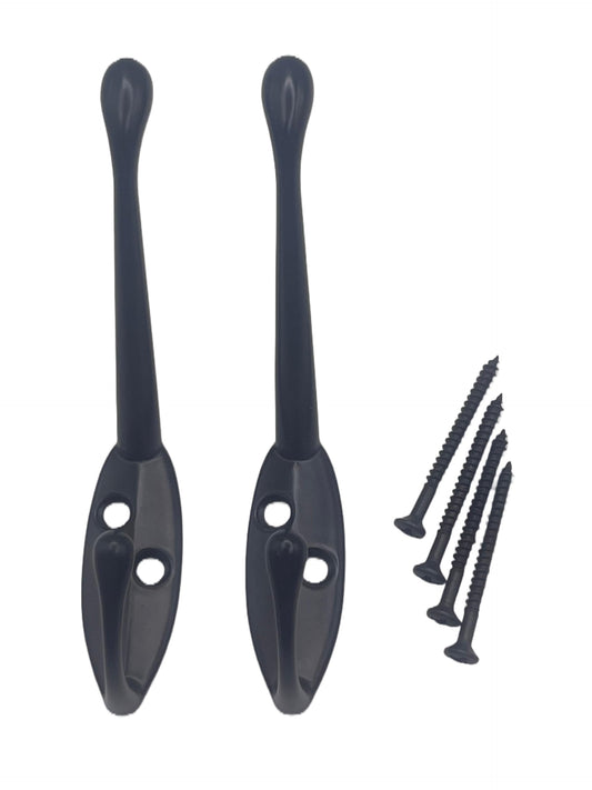 Aretro Hat & Coat Bath Robe Hooks Hanger 85mm Black Metal Screws Included Back of Door Wall Hook 1 Pack of 2
