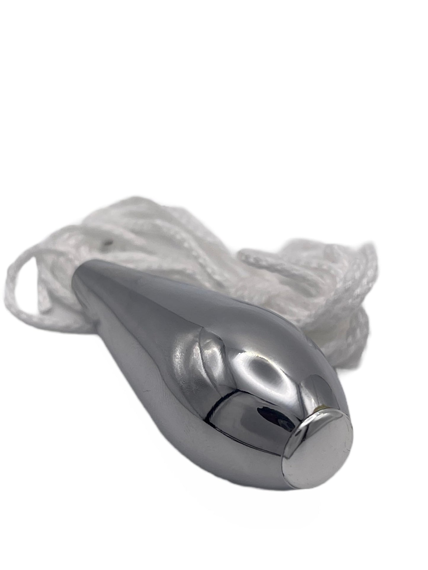 Aretro Designer Metal Polished Chrome Teardrop Bathroom Light Pull with 1m White Cord