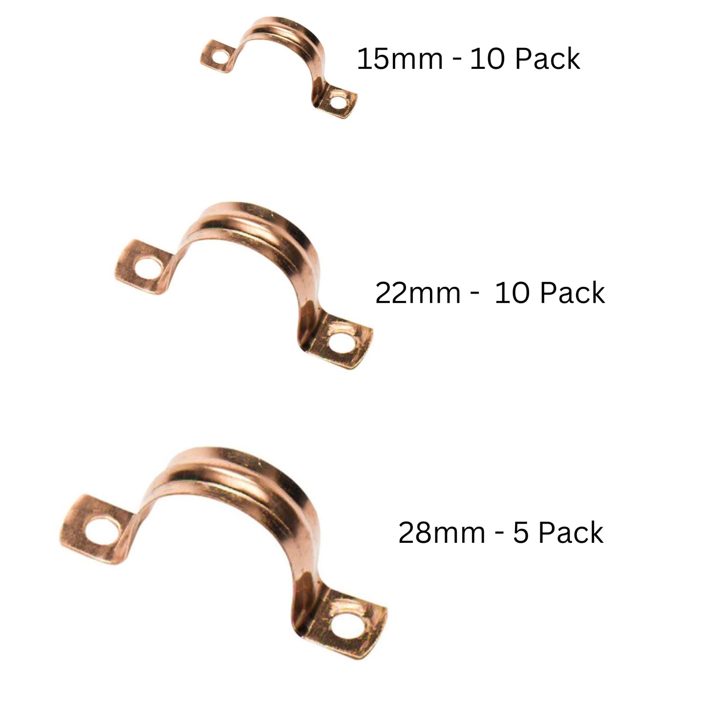 Aretro 15mm Copper Pipe Saddle Clips, Brackets, Pack of 10