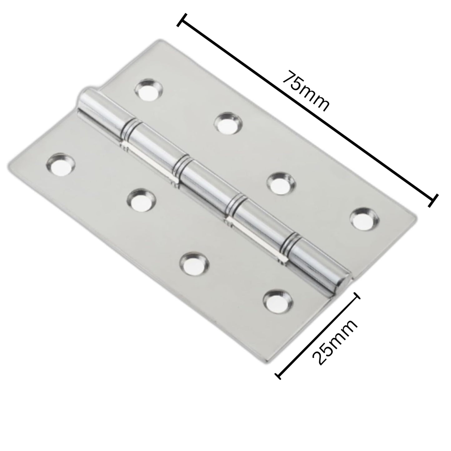 Aretro Doubled Washered Butt Hinges, 75mm, Chrome Plated, Includes Screws(Chrome Plated 75mm)