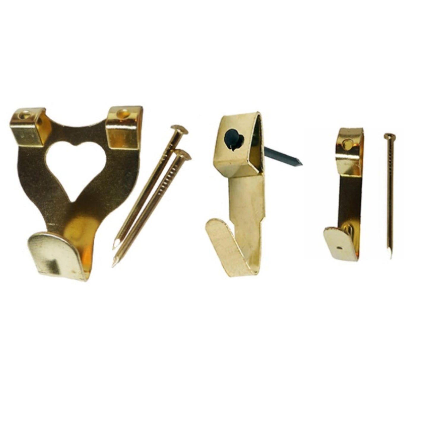 Aretro Brass Plated Picture Hanging Hooks Pictures Mirrors (Small, 3, Count)