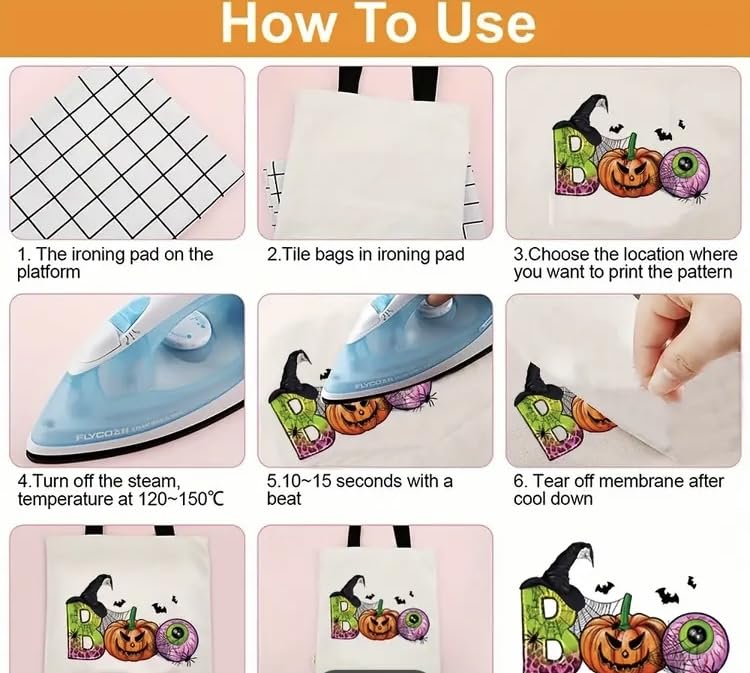 Aretro Heat Transfer Iron On Stickers Pumpkin Festival Patches for Clothing Printing Various Prints (Spooky Season)