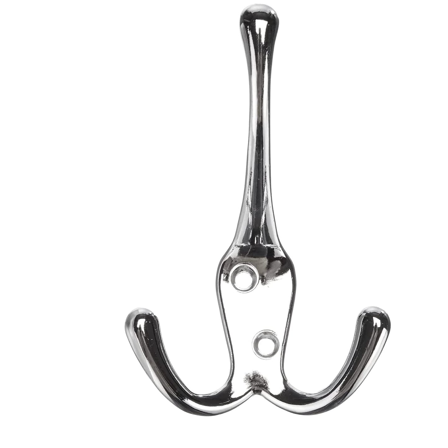 Aretro Polished Chrome Three Prong Triple Back of Door Wall Hat Coat Robe Hanger Hook with Screws, Bathroom Coat Hanger, Curved Chrome-Plated Metal