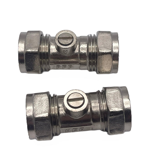 Aretro Chrome 15mm Compression Isolating Ball Valve 1/4 Turn Operation 1 Pack of 2