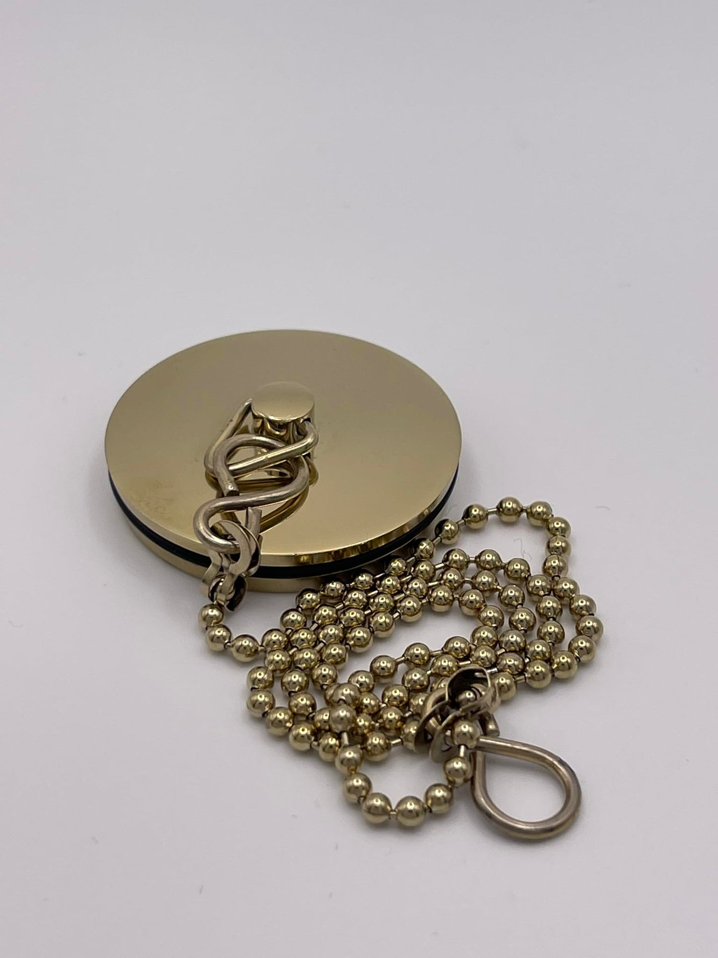 Aretro Gold Effect Polished Brass Bath Plug, Drain Stopper, 45mm 1 3/4' with 450mm Ball Chain, for Bathroom, Toilet, Kitchen (1 3/4 Inch 45mm with 450mm Chain)